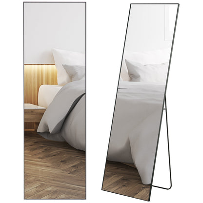 Full Length Wall or Floor Mirror in Metal and Aluminum Alloy, 50x2x161.5 cm, Black