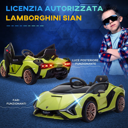 Lamborghini Electric Ride-On Toy Car for Kids, 12V with Headlights and Music, Remote Control and Speed 3-5km/h, Ages 3-5 Years, 108x62x40cm, Green
