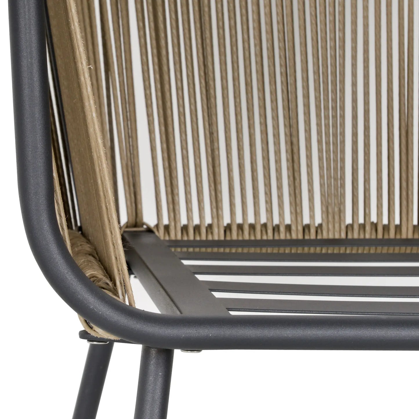 Set of 2 Outdoor Chairs with Table in PE Rattan Boho Style, Khaki and Grey