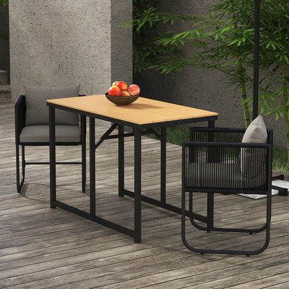 3-Piece Rattan Garden Set with 2 Chairs 50x51.5x67 cm and Table 110x60x75 cm in Composite Wood