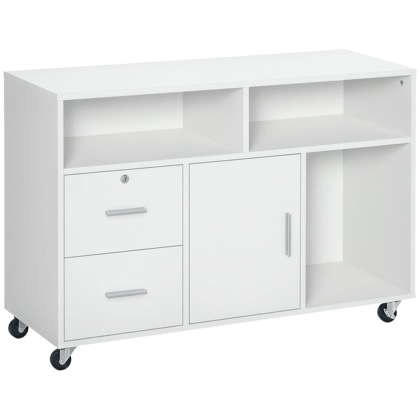 Printer Stand with Drawers, Multipurpose Cabinet for Office and Home, White, 100x35x65cm