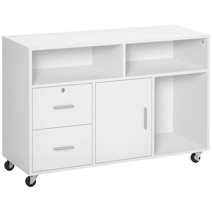 Printer Stand with Drawers, Multipurpose Cabinet for Office and Home, White, 100x35x65cm