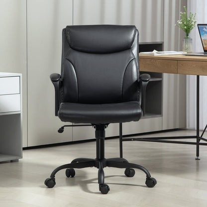 Height Adjustable Reclining Office Chair in Faux Leather and Steel, 60x68x95.5-105 cm, Black