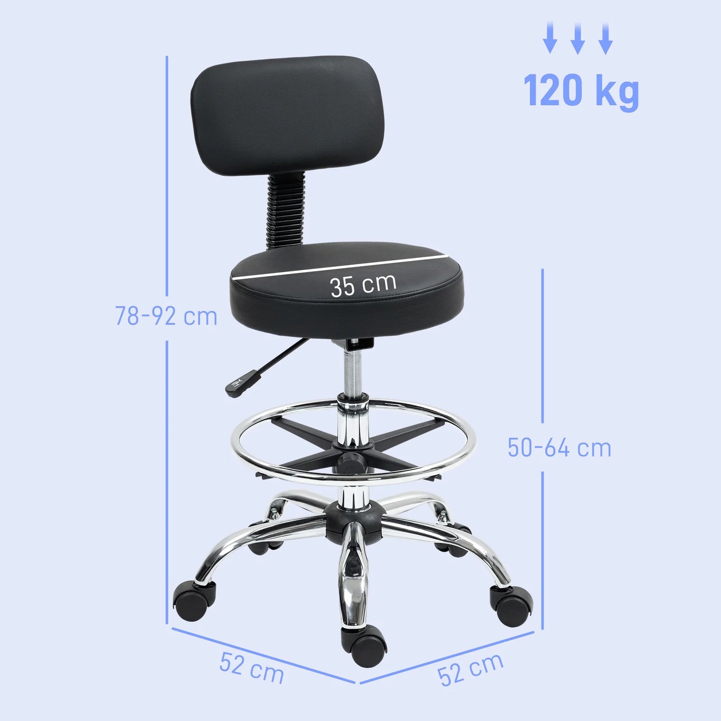 Height‑Adjustable Swivel Chair with Footrest