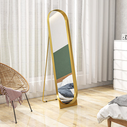 Modern Freestanding or Wall-Mounted Metal Frame Mirror, 40x150cm, Gold
