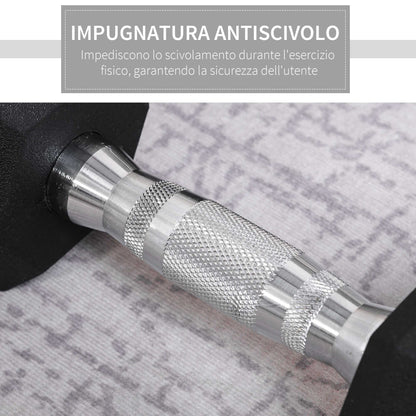 Set of 2 4kg Hex Dumbbells with Non-Slip Grip and Rubber Coating, Black