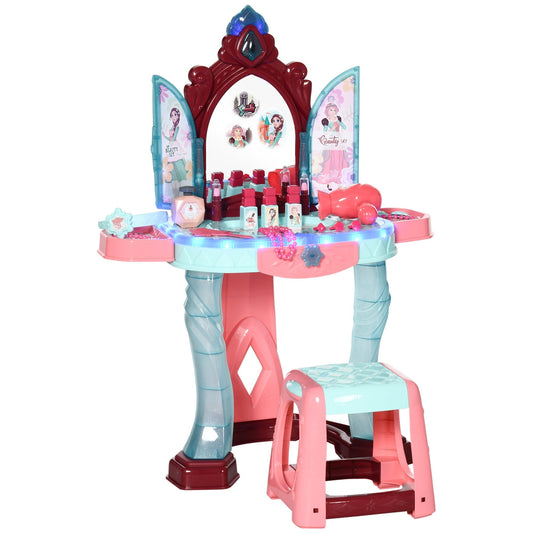Dressing Table Set with Stool for Kids 3-6 Years, Lights, Music and Accessories Included