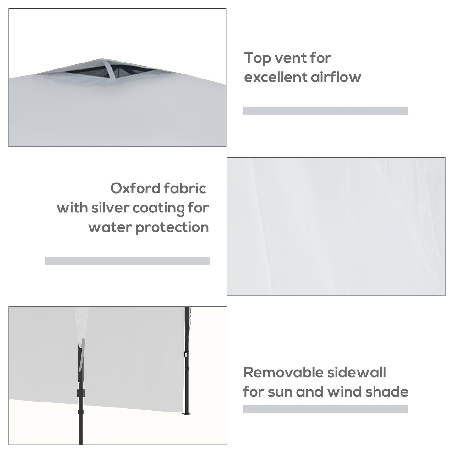 3x3 m Garden Gazebo with Adjustable Height on 3 Levels, in Polyester and Steel, White