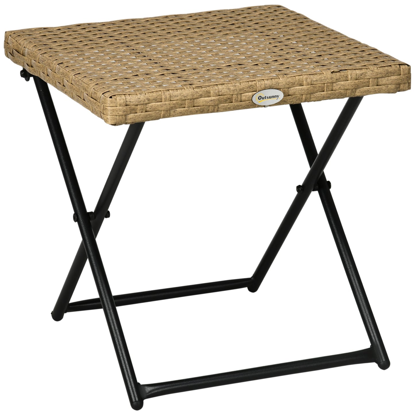 Space-saving Folding Garden Table in Synthetic Rattan and Steel, 40x40x40cm, Wicker Color