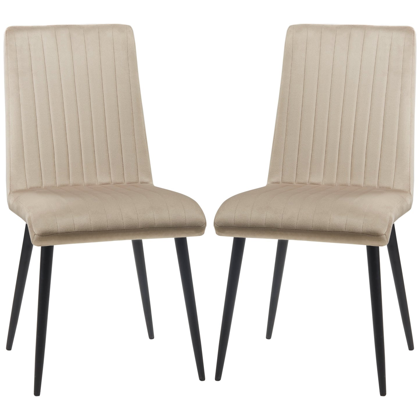 Set of 2 Padded Kitchen Chairs with Steel Legs and Space-Saving Design, 43x58x90 cm