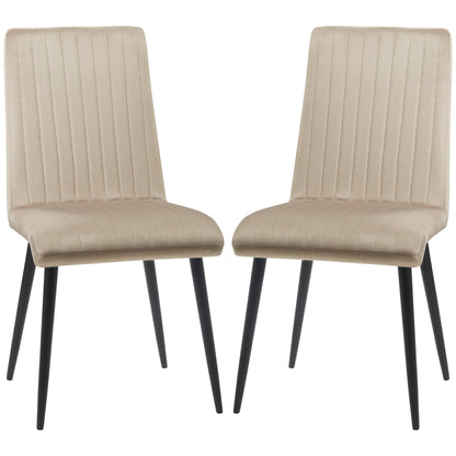 Set of 2 Padded Kitchen Chairs with Steel Legs and Space-Saving Design, 43x58x90 cm