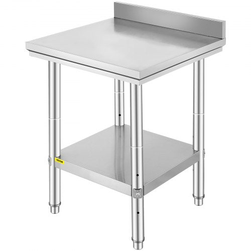 24 x 24 x 35 Inch Stainless Steel Work Table, Commercial Food Prep Worktable Heavy Duty Prep Worktable, Metal Work Table with Adjustable Height for Restaurant, Home and Hotel