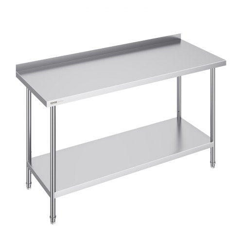 24 x 60 x 36 Inch Stainless Steel Work Table, Commercial Food Prep Worktable Heavy Duty Prep Worktable, Metal Work Table with Adjustable Height for Restaurant, Home and Hotel