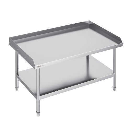 Stainless Steel Work Table, 30 x 48 x 26 Inch Commercial Food Prep Worktable, 3-Sided Backsplash Heavy Duty Prep Worktable, Metal Work Table with Adjustable Height for Restaurant Home Hotel