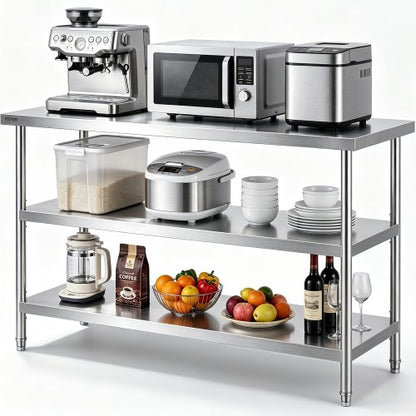 Stainless Steel Food Prep Table Commercial Kitchen Work Table 45.7x121.9 cm