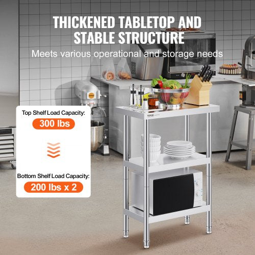 Stainless Steel Food Prep Table Commercial Kitchen Work Table 35.6x61 cm