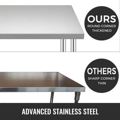 Stainless Steel Work Table 30 x 18 x 34 Inch, 700 LBS Load Capacity with 4 Wheels, 3 Adjustable Height Levels, Heavy Duty Food Prep Worktable for Commercial Kitchen Restaurant, Silver