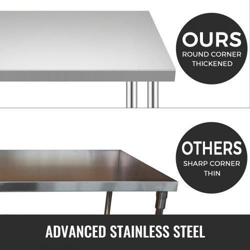 Stainless Steel Work Table 36 x 30 x 34 Inch, 700 LBS Load Capacity with 4 Wheels, 3 Adjustable Height Levels, Heavy Duty Food Prep Worktable for Commercial Kitchen Restaurant, Silver