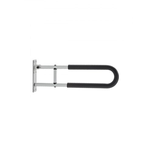 Toilet Safety Rail, 23.8 Inch U-Shaped Handicap Grab Bar, Foldable Senior Safety Pole, Flip Up Toilet Grab Bar with Anti-Slip Support Handle, 300 Lb Load Capacity for Elderly, Disabled, Pregnant