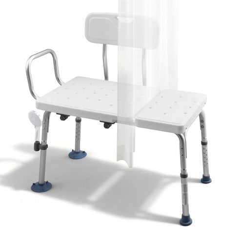 Tub Transfer Bench for Bathtub, 400 lbs Capacity Heavy Duty Shower Chair with Arm, Backrest and Curtain Slot, Height Adjustable Shower Bench Bath Seat for Adults, Seniors, Elderly and Disabled