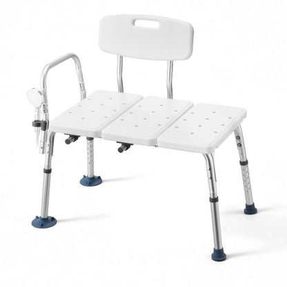 Tub Transfer Bench for Bathtub, 180 kg Weight Capacity Heavy Duty Shower Chair with Arm and Backrest, Height Adjustable Bathroom Shower Bench Bath Seat for Adults, Seniors, Elderly and Disabled