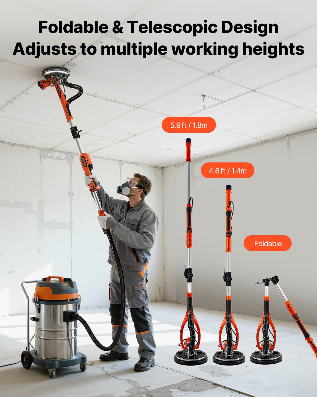 VEVOR Drywall Sander – 850W Motor, 5 Speed Settings