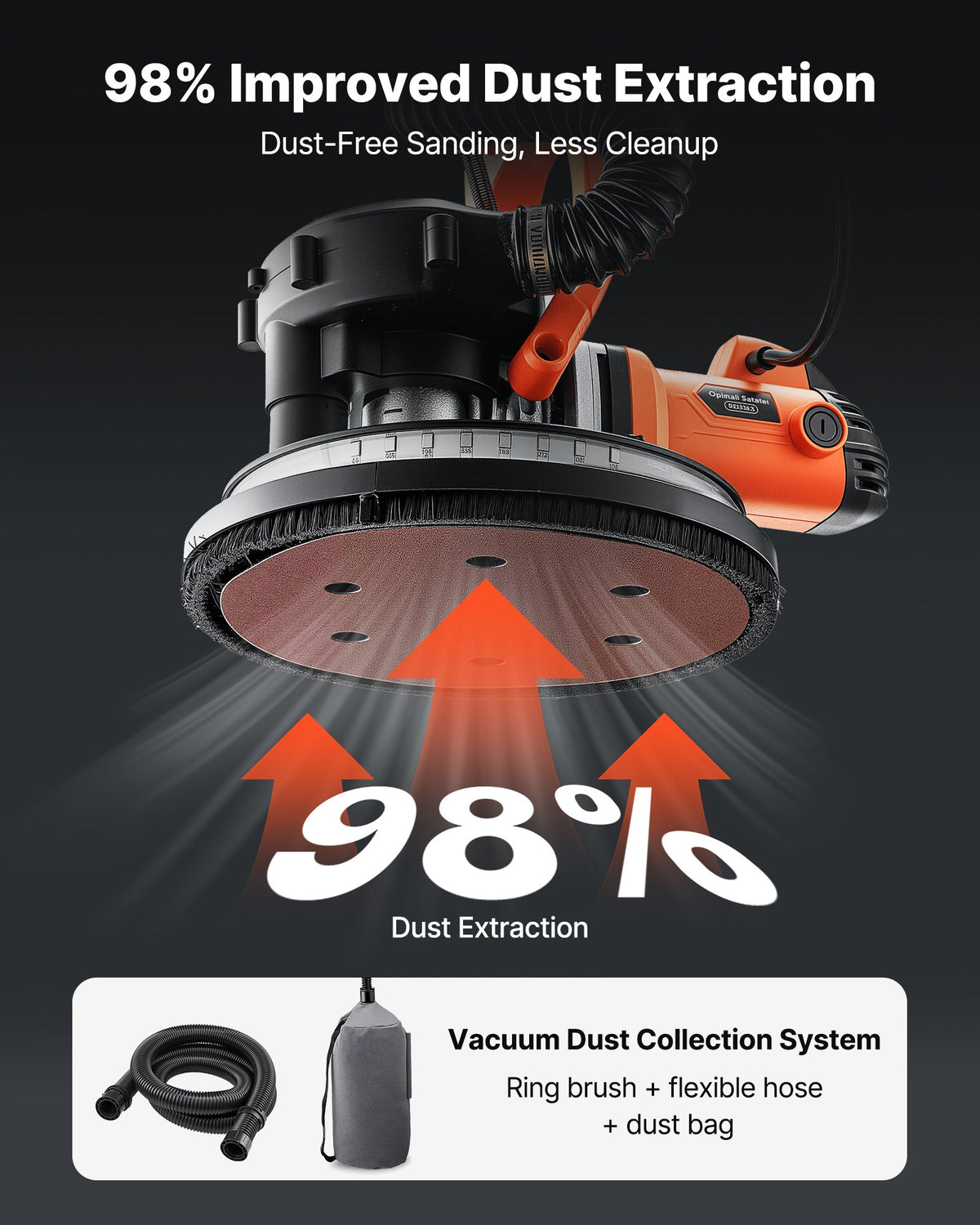 VEVOR 1150W Drywall Sander with Vacuum Dust Collection – 5 Speeds