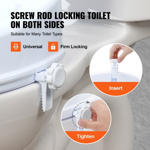 Raised Toilet Seat, 4" Height Raised, 300 lbs Weight Capacity, Universal Toilet Seat Riser, Screw Rod Locking, with Toilet Seat, for Elderly, Handicap, Patient, Pregnant, Medical