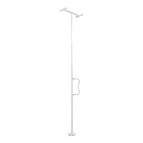 Floor-to-Ceiling Transfer Pole, Tension Mounted Bathroom Grab Bar with Anti-Slip Curve Handle, 300 Lbs Capacity Security Pole for Elderly, Ideal Senior Safety Pole for 7-10 Ft Ceilings, White