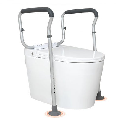 Toilet Safety Rail, Bathroom Toilet Seat Frame, Adjustable Width & Height Fit Most Toilets, Supports 300lbs, Toilet Handles Grab Bars with Padded Armrests for Handicap, Disabled, Seniors