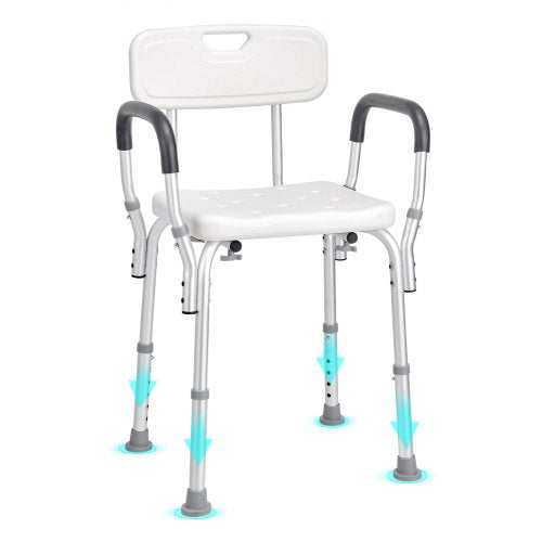 Shower Chair, Shower Seat with Back, Adjustable Height Shower Stool, Shower Chair for Inside Shower Bathtub, Non-slip Bathroom Bench Bath Chair for Elderly Disabled Handicap, 158.8 kg Capacity
