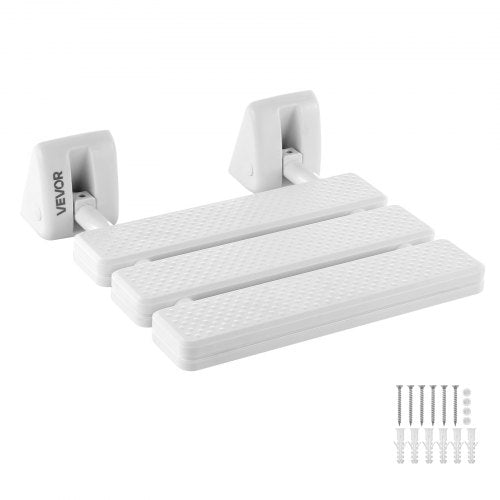 Foldable Shower Seat Wall Mounted, 317mm Folding Shower Bench, PP Fold-Down Bathroom Corridor Seat with Aluminum Alloy Frame for Adults Seniors, 100kg Loading