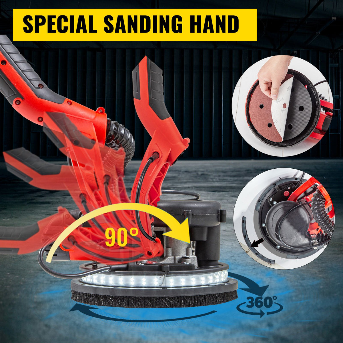 VEVOR 750W Drywall Sander – 6-Speed, 225 mm Head