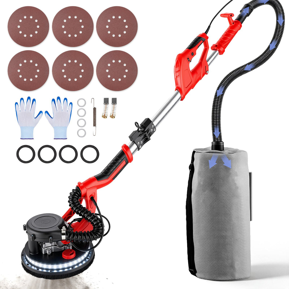 VEVOR 750W Drywall Sander – 6-Speed, 225 mm Head