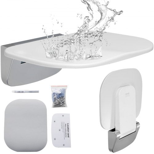 Folding Shower Seat 13.6"/34.5 cm x 12.8"/32.5 cm Wall Mounted Shower Bench 450 lbs/204.1 kg
