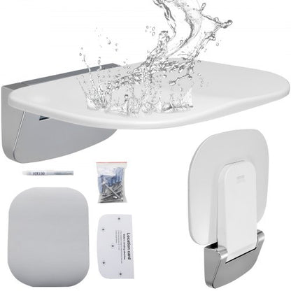 Folding Shower Seat 13.6"/34.5 cm x 12.8"/32.5 cm Wall Mounted Shower Bench 450 lbs/204.1 kg