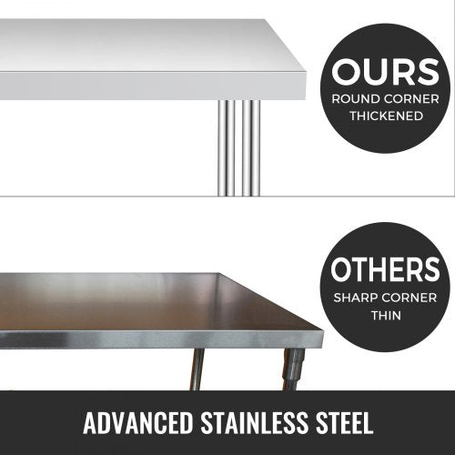 Stainless Steel Work Table 12 x 24 x 34 Inch, 700 LBS Load Capacity with 4 Wheels, 3 Adjustable Height Levels, Heavy Duty Food Prep Worktable for Commercial Kitchen Restaurant, Silver