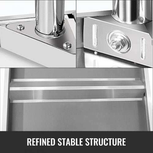 Stainless Steel Work Table 12 x 24 x 34 Inch, 700 LBS Load Capacity with 4 Wheels, 3 Adjustable Height Levels, Heavy Duty Food Prep Worktable for Commercial Kitchen Restaurant, Silver