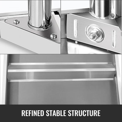 Stainless Steel Work Table 12 x 24 x 34 Inch, 700 LBS Load Capacity with 4 Wheels, 3 Adjustable Height Levels, Heavy Duty Food Prep Worktable for Commercial Kitchen Restaurant, Silver