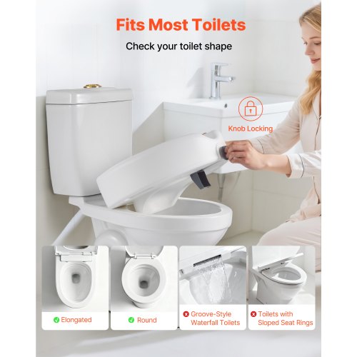 Raised Toilet Seat, 158.8 kg Capacity, 127 mm Lift Height, Commode Elevated Toilet Seat Riser with Enlarged Opening for Seniors, Elderly, Handicap, Disabled, Adults, Fits Elongated & Round Bowl