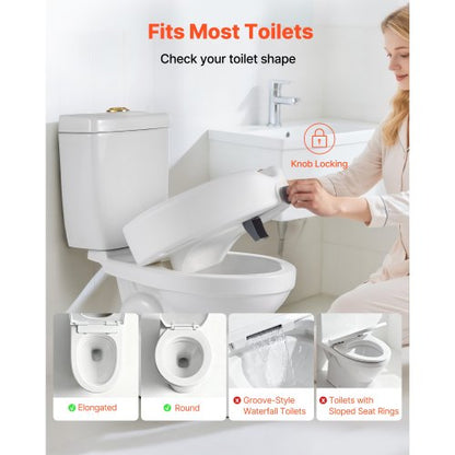Raised Toilet Seat, 158.8 kg Capacity, 127 mm Lift Height, Commode Elevated Toilet Seat Riser with Enlarged Opening for Seniors, Elderly, Handicap, Disabled, Adults, Fits Elongated & Round Bowl