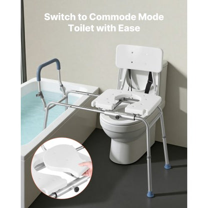 Sliding Shower Chair, 400 lbs Capacity Tub Transfer Bench for Bathtub, Heavy Duty Shower Bench with Arms and Backrest, Height Adjustable Seat for Handicap, Adults, Seniors, Elderly and Disabled