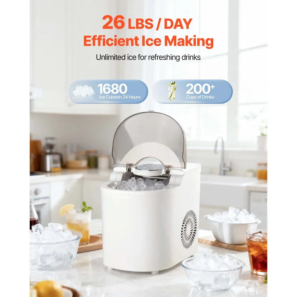 Vevor Countertop Ice Maker 11.8kg/24h – Self-Cleaning, 2 Ice Sizes