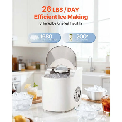 Vevor Countertop Ice Maker 11.8kg/24h – Self-Cleaning, 2 Ice Sizes