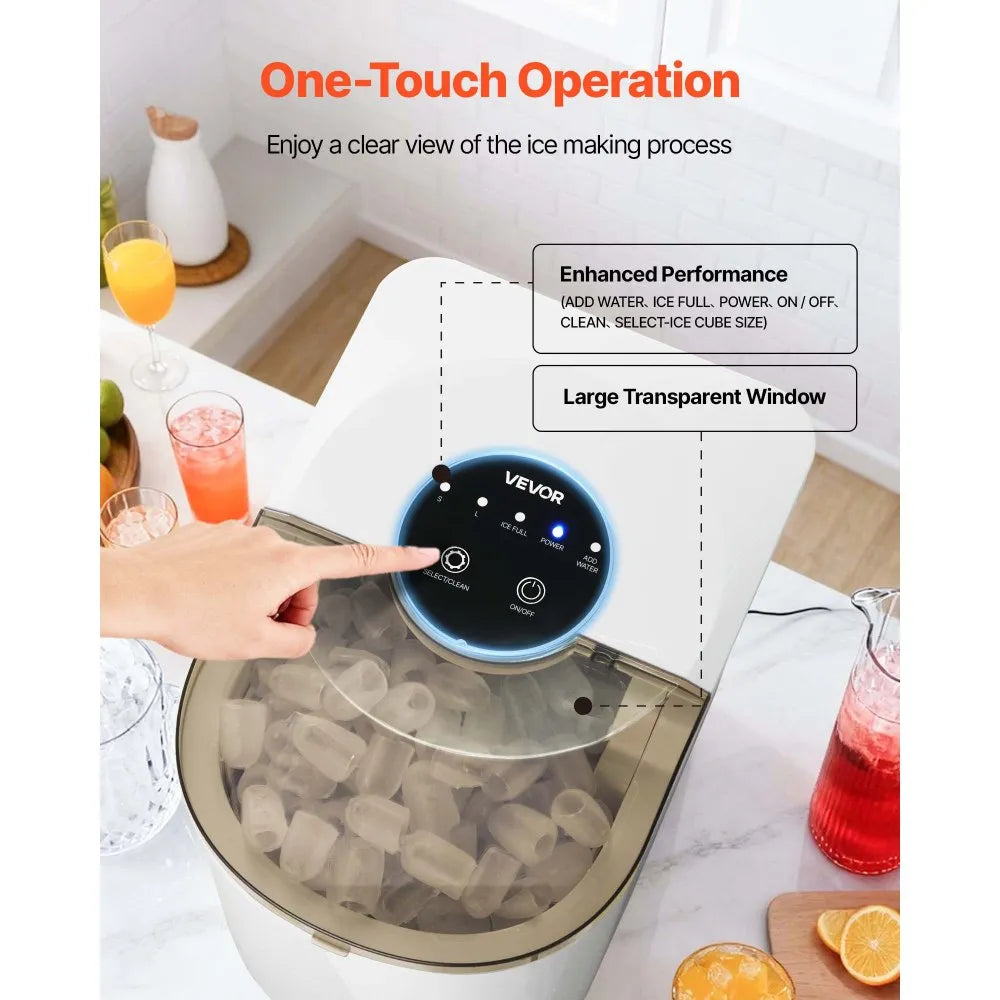 Vevor Countertop Ice Maker 11.8kg/24h – Self-Cleaning, 2 Ice Sizes