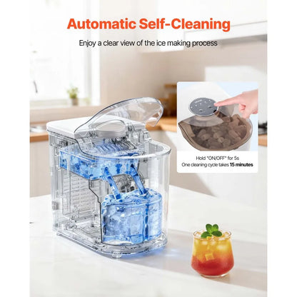 Vevor Countertop Ice Maker 11.8kg/24h – Self-Cleaning, 2 Ice Sizes