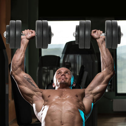 50kg Dumbbell Set (8x5kg, 4x1.5kg), Gym Weights with 12 Discs of 1.5kg, 5kg, 25mm, for Home Training