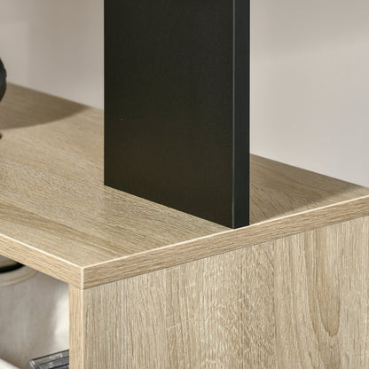 Desk with Bookcase for Bedroom, Office Desk, Multi-Colour Wooden PC Desk, 120x60x148cm