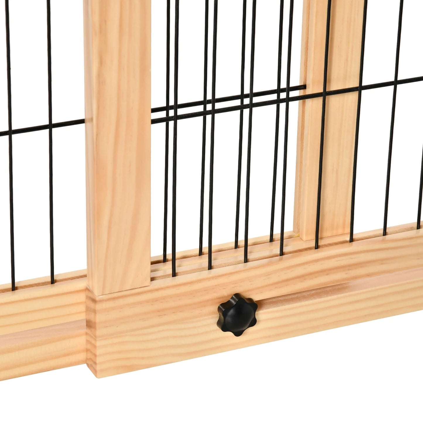 Extendable Indoor Dog Gate in Pine Wood with Steel Wires