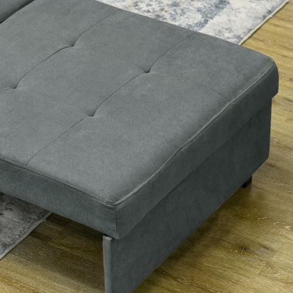Grey Velvet Fabric Armchair Bed with 2 Cushions and Storage Space, 100x98x88 cm